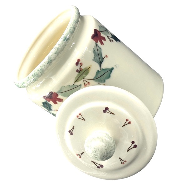 Hartstone Pottery Vintage Christmas Garland Holly Acorn Canister Cookie Jar 1983 - Picture 2 of 11